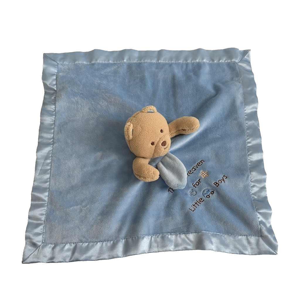 Okie Dokie Blue Bear Lovey Satin Thank Heaven for Little Boys Baby Soother